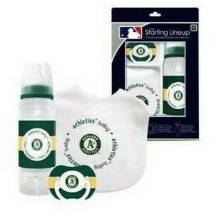 Oakland Athletics A's MLB 3 Pk Baby Bottle Pacifier Bib BPA Free Starting Lineup